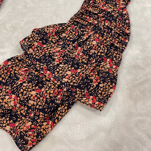 Silk Floral Ruffle Dress Size Small - Picture 3 of 13